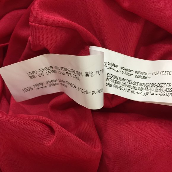 NWT ZARA Red Embellished Sequined Asymmetric Double Strap Front Lined Dress - Picture 3 of 8